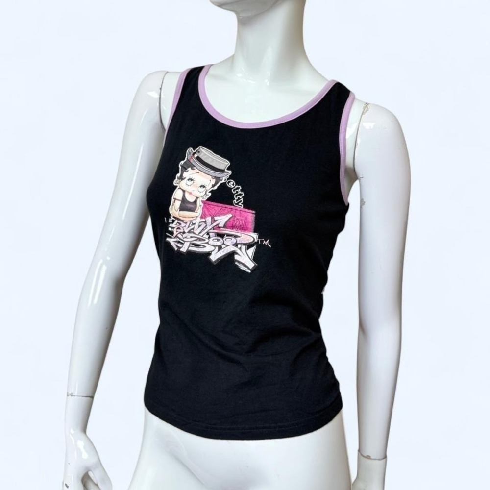 2005 Betty Boop‎ Graffiti Racerback Tank Y2K McBling Top Womens S M workout top